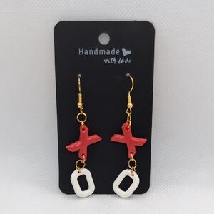 Handmade Red and White Kids Earrings